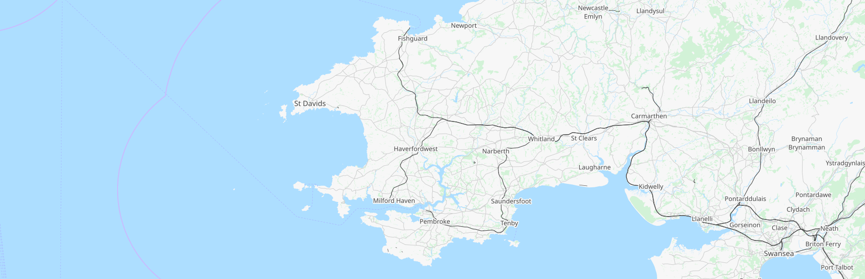 Map showing Sleep Over's location in Pembrokeshire, West Wales